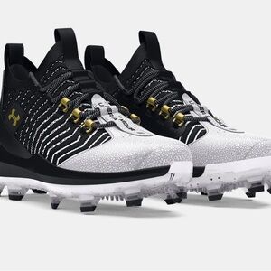 Under Armour Harper 9 Pro TPU Baseball Cleats Men Size 15 Black White Gold